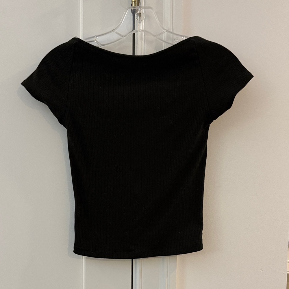 Urban Outfitters Black Ribbed Short Sleeve Top